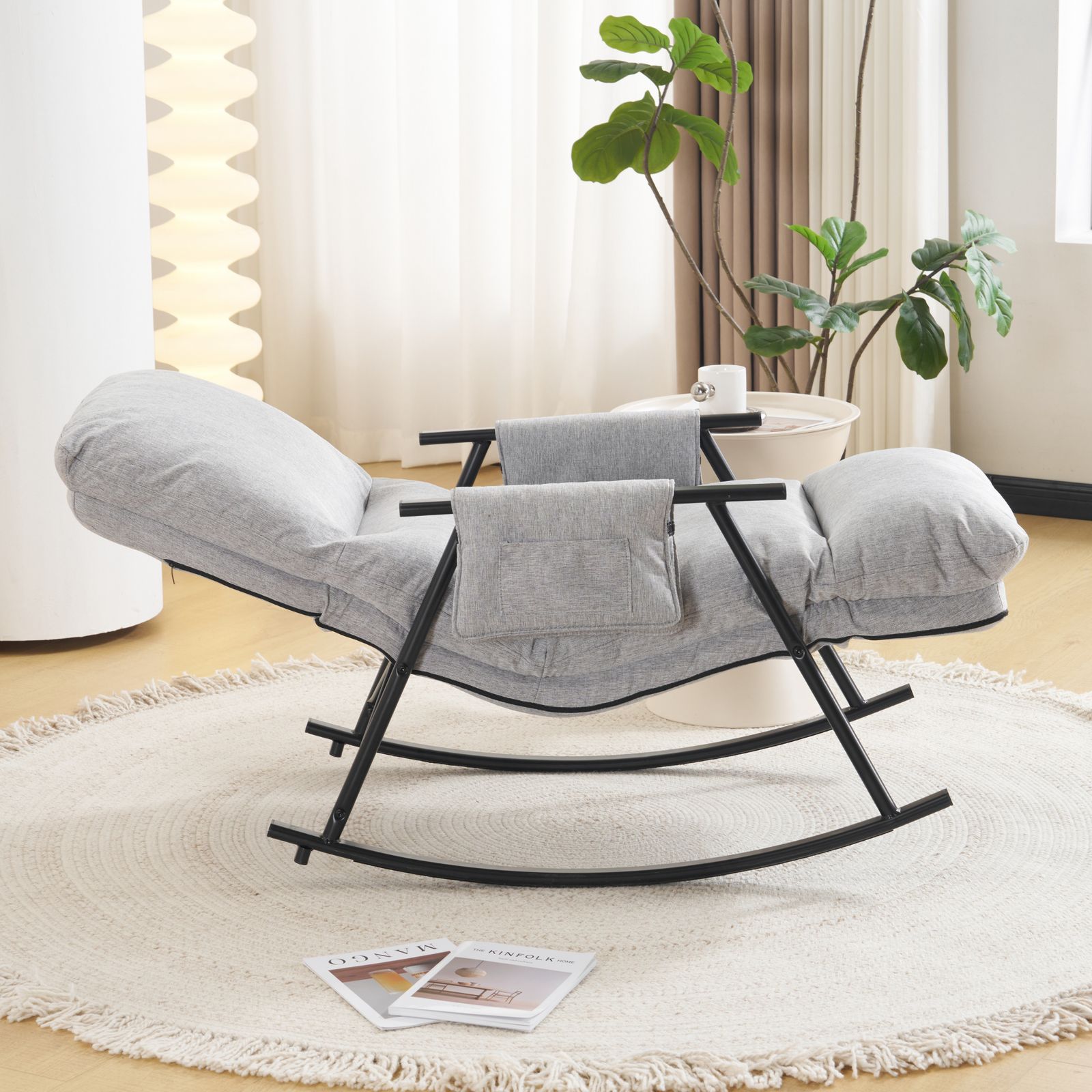 ロッキングチェア リラックスチェア 背もたれ多段階調節可能 足部分多