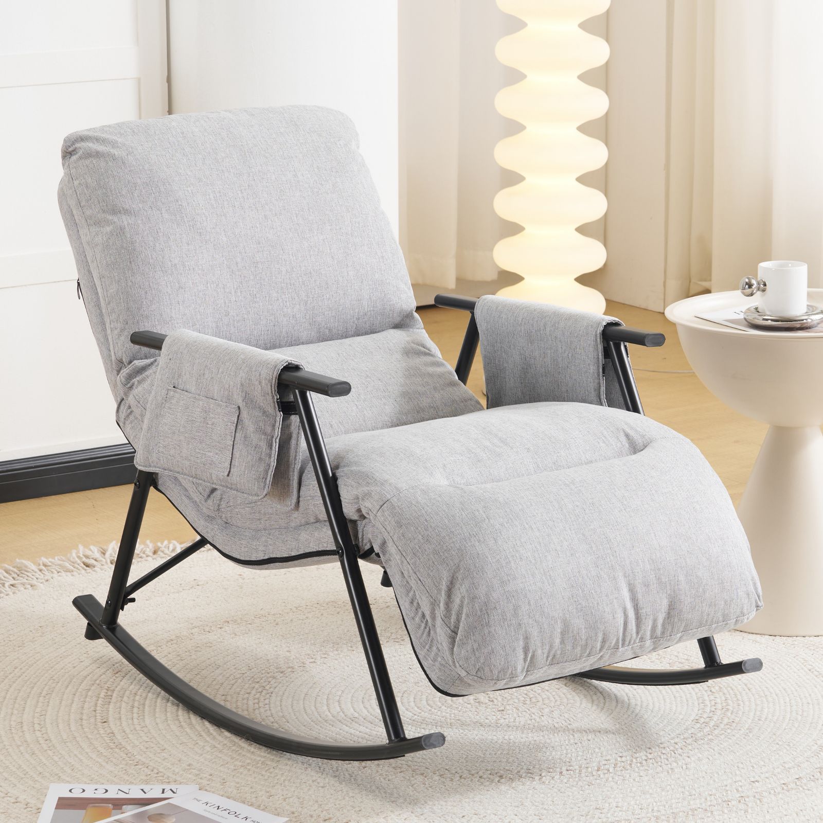 ロッキングチェア リラックスチェア 背もたれ多段階調節可能 足部分多