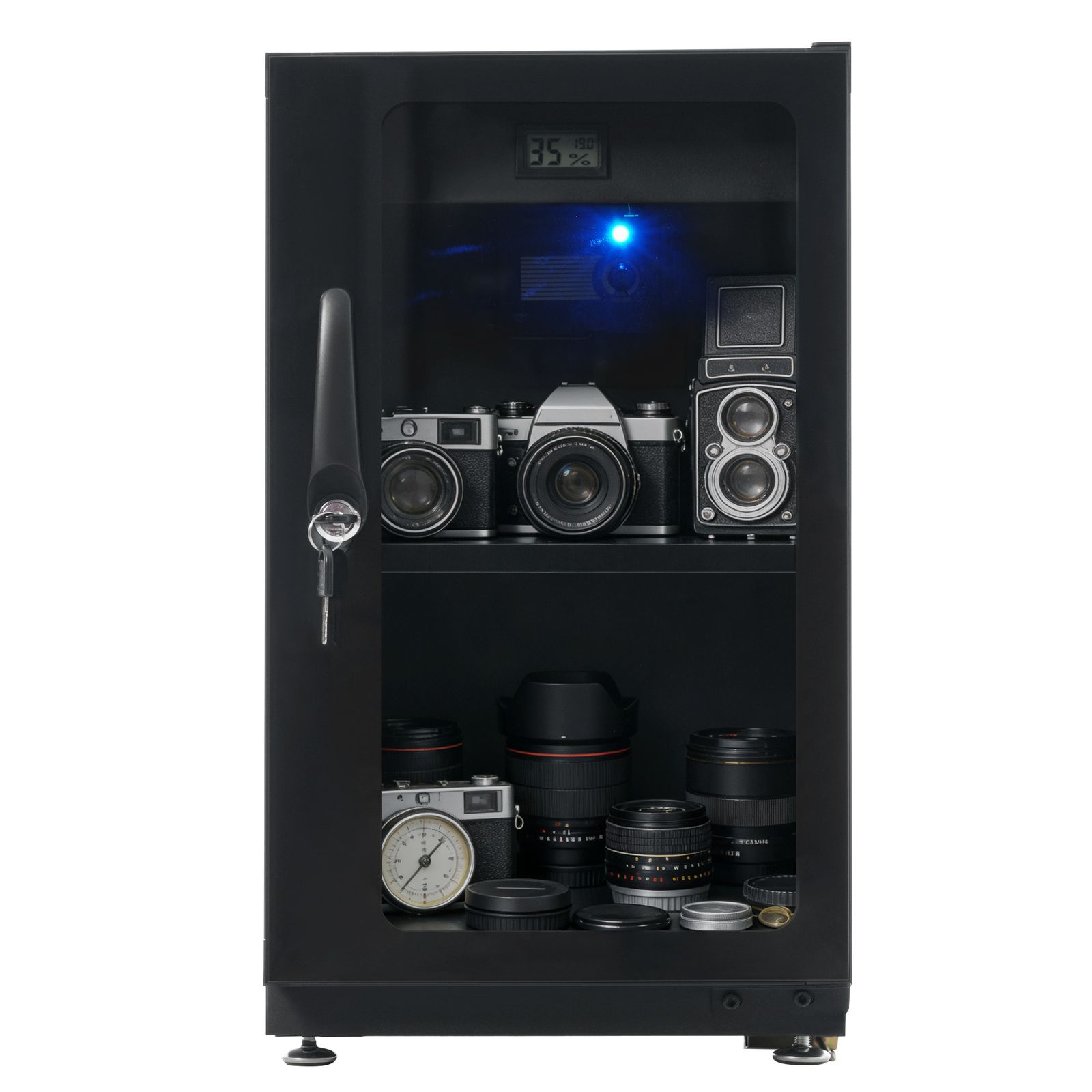 防湿庫 容量40L ブラックドライボックス 自動除湿 カビ対策 静音 鍵
