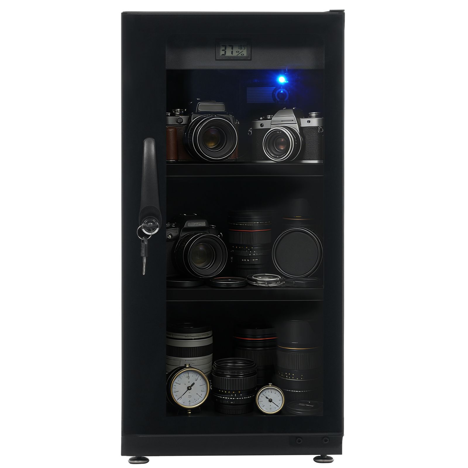 防湿庫 容量50L ブラックドライボックス 自動除湿 カビ対策 静音 鍵