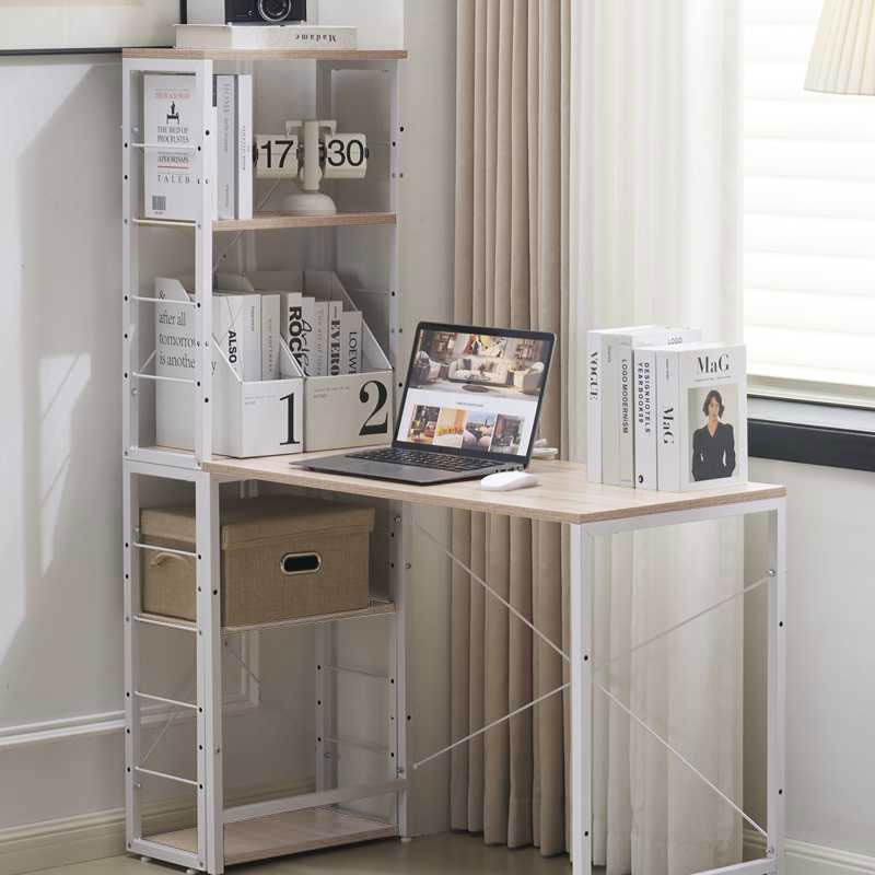 オフィスチェア+パソコンデスク】 木目調 ホワイト 一体分離多用型