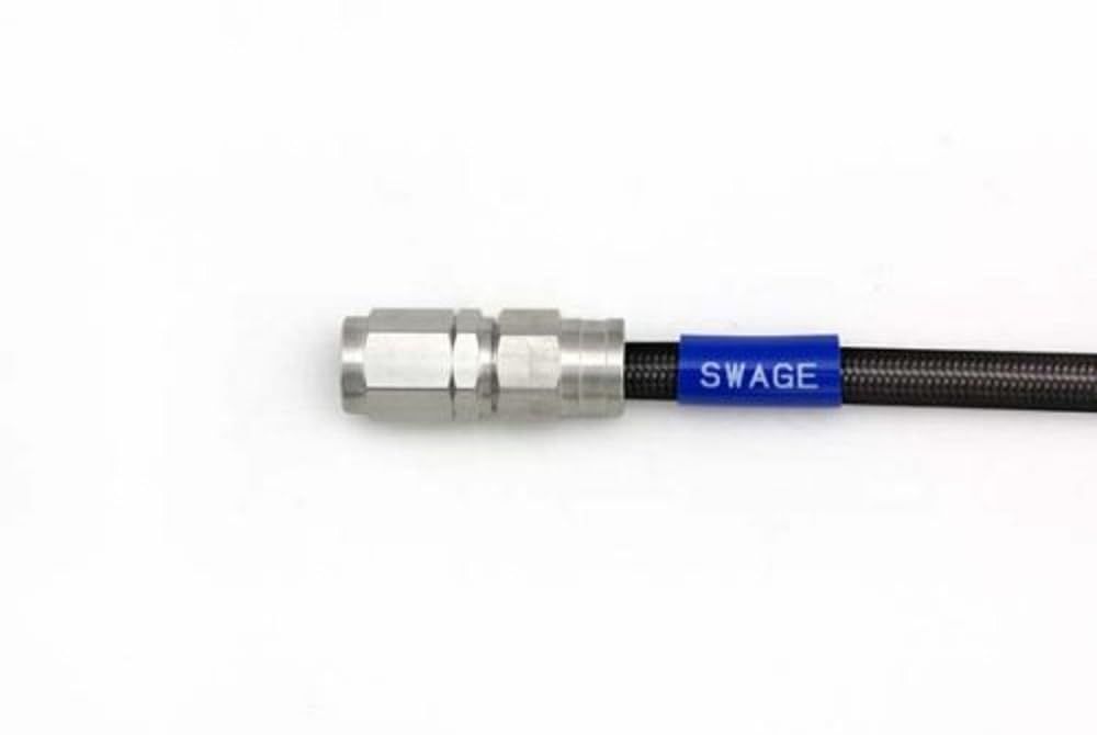新品 SWAGE LINE(スウェッジライン) イージーオーダーブレーキホース 汎用ホース ストレートフィッティング ステンレス ブラックスモークホース 300mm STKB-1010M-0300