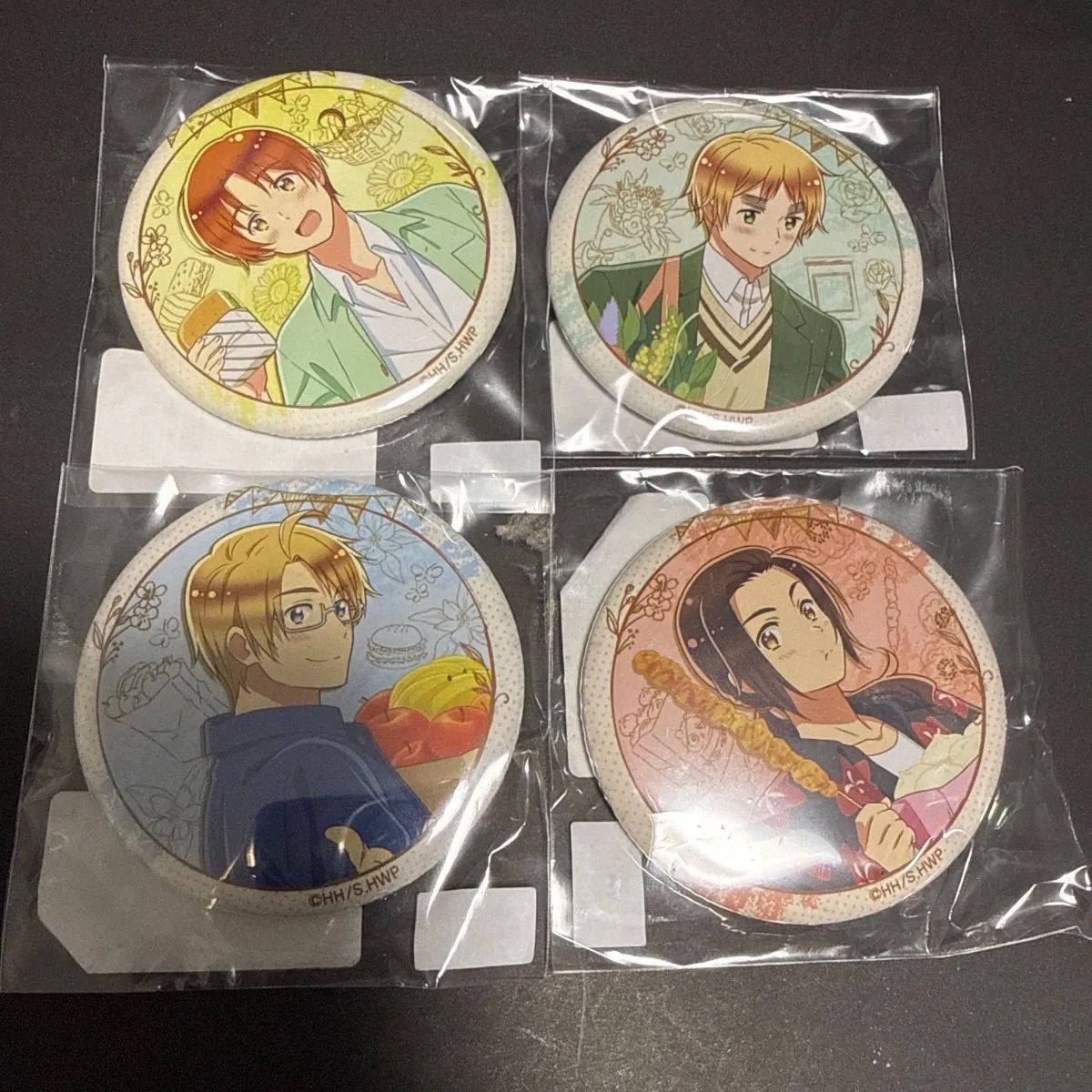 ヘタリア WEBくじ 缶バッジ イタリア イギリス 中国 アメリカ 4点