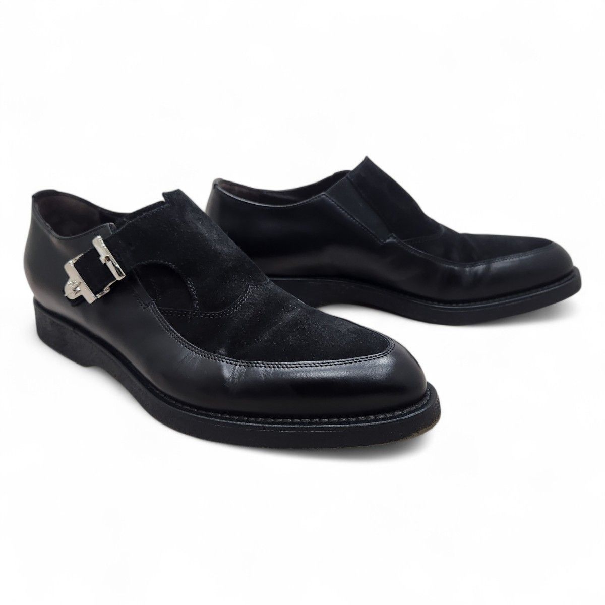 CESARE PACIOTTI モンクストラップ 極美品 レザー スエード 黒