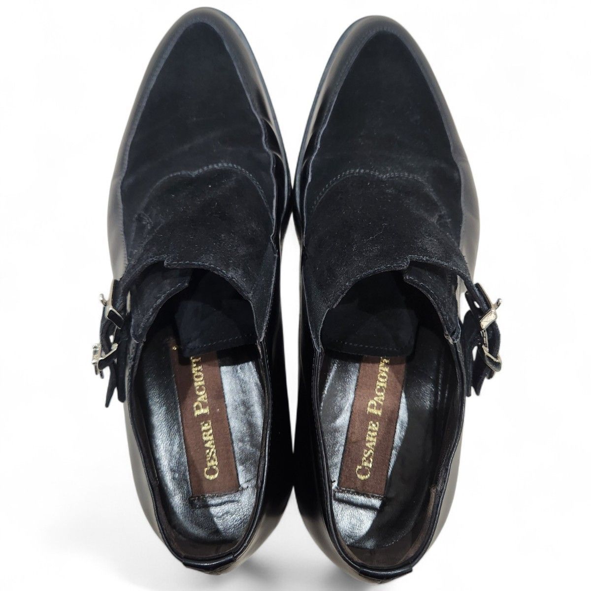 極美品！チェーザレパチョッティ シングルモンク　クロコ型押しドレスレザーシューズ 極美品！チェーザレパチョッティ シングルモンク クロコ型押しドレス