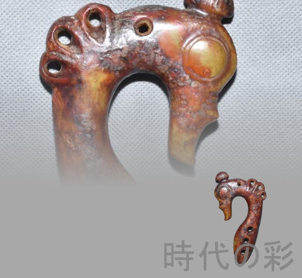 紅山文化 河磨玉 龍形玉】重さ160g 玉質良好 古玉 中国古美術 新石器