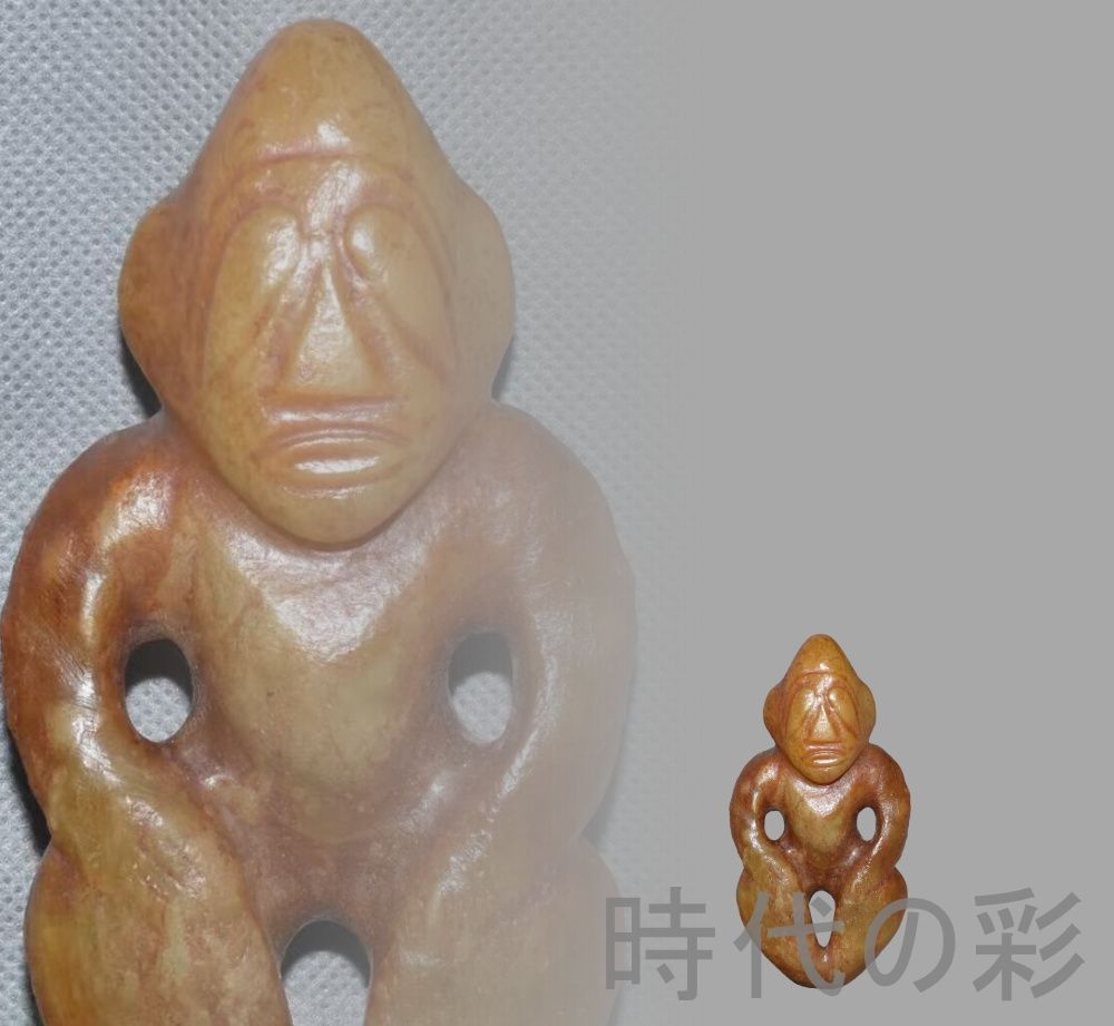 紅山文化 河磨玉 人像玉】重さ220g 玉質自然 古玉 中国古美術 新石器