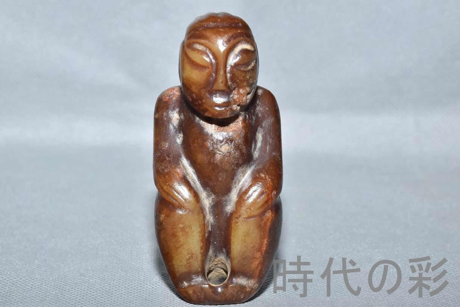 紅山文化 河磨玉 人像玉】重さ220g 玉質細潤 古玉 中国古美術 新石器