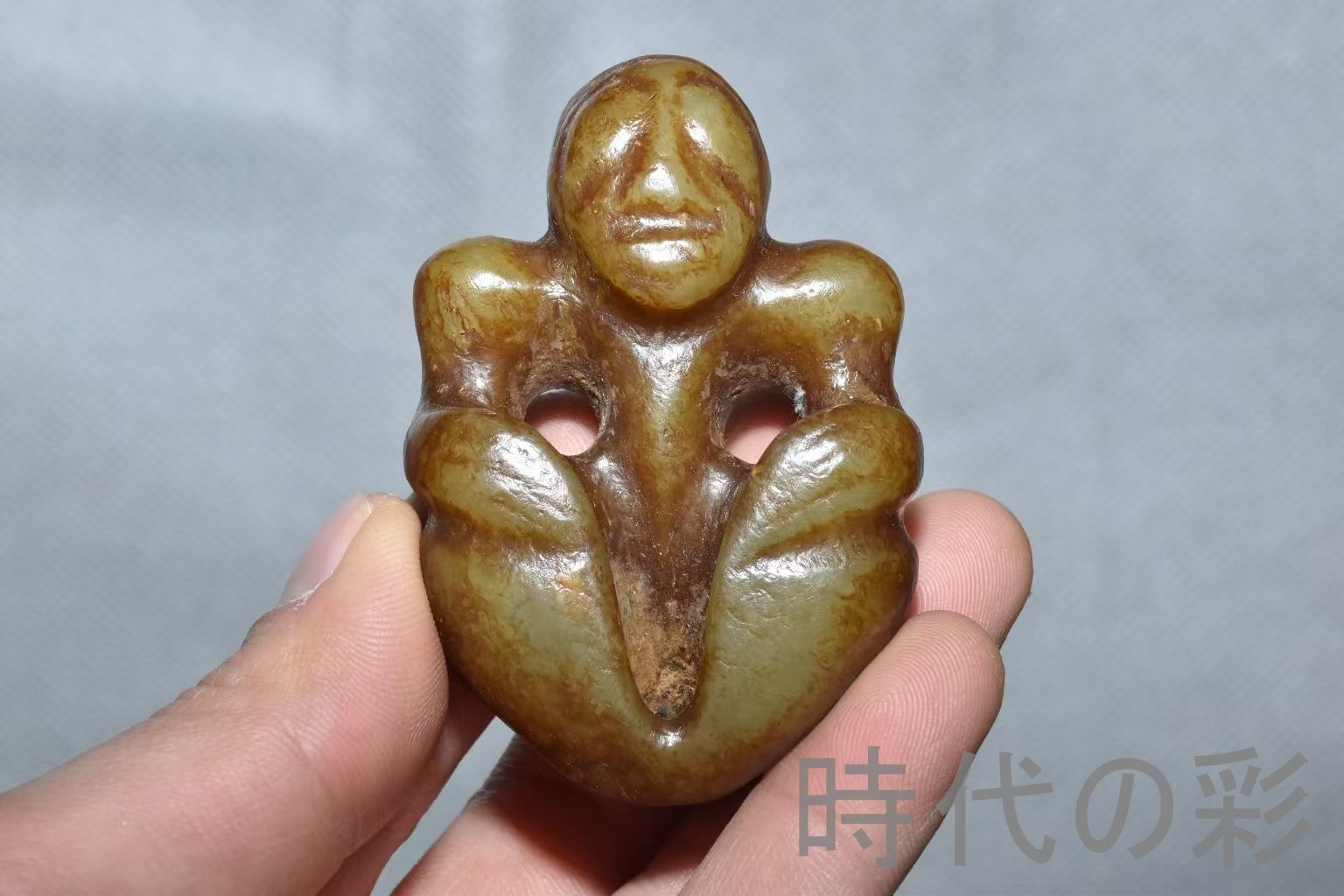 紅山文化 河磨玉 人像玉】重さ100g 玉質良好 古玉 中国古美術 新石器