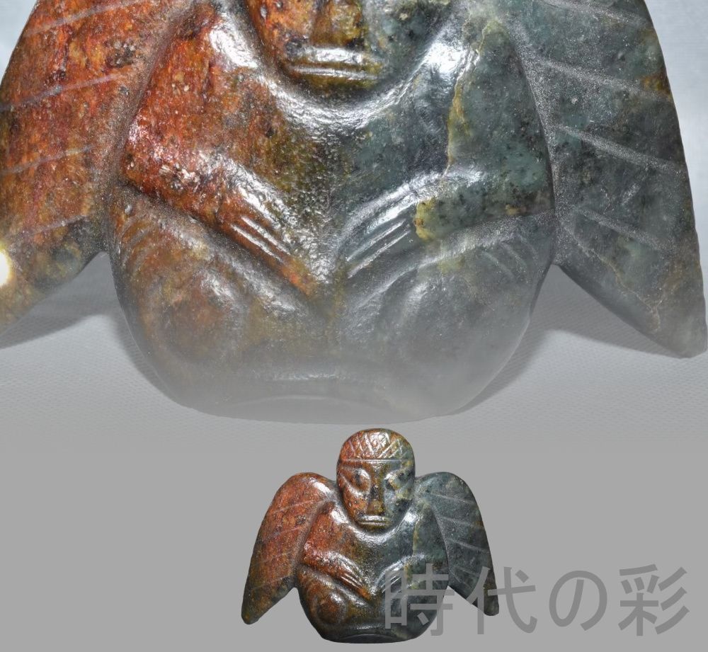 A1348) 時代古作 石彫鳥置物 彫刻 宝石 玉石 中国古玩 唐物 翡翠玉石