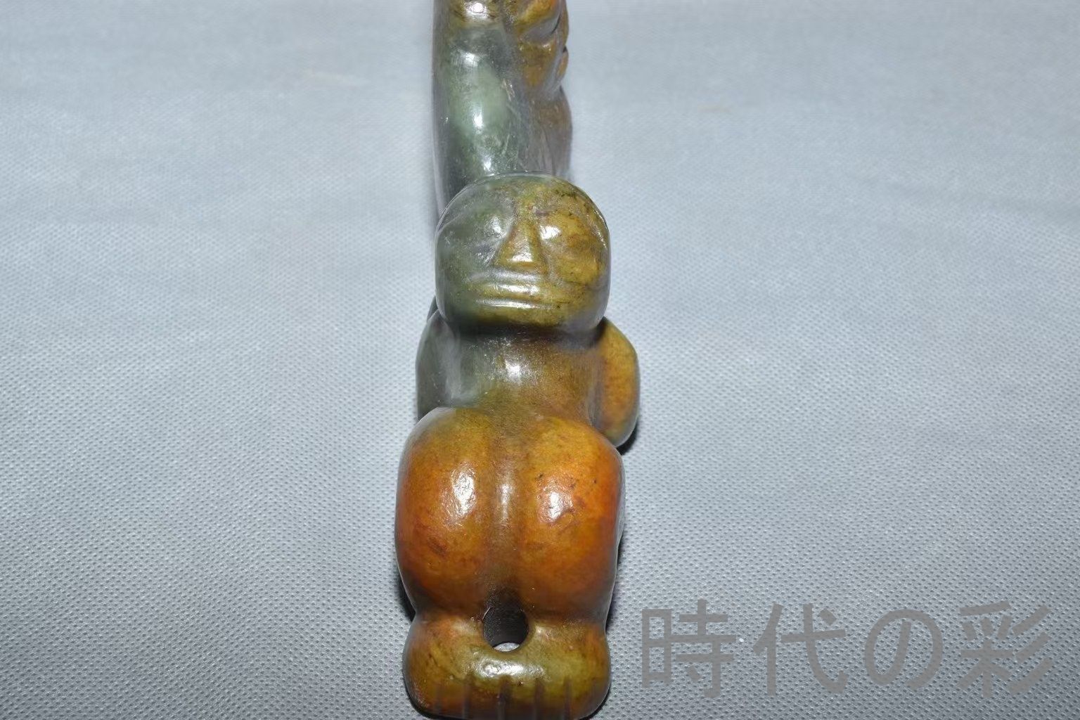 時代の彩【紅山文化 河磨玉 人像玉】大型960g 玉質厚潤 古玉 中国古 