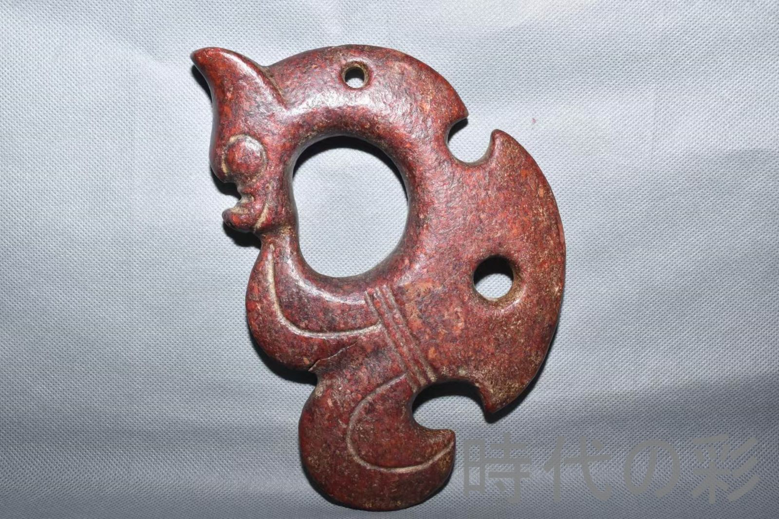 紅山文化 河磨玉 変形龍】重さ750g 玉質良好 古玉 中国古美術 新石器