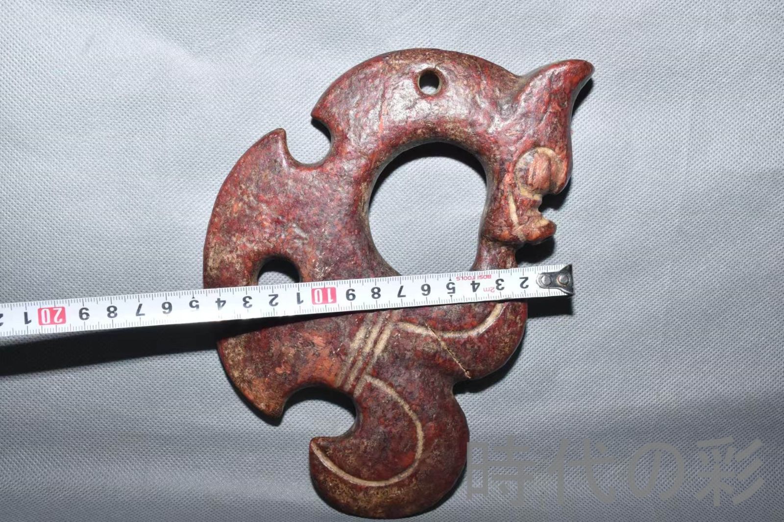 紅山文化 河磨玉 変形龍】重さ750g 玉質良好 古玉 中国古美術 新石器