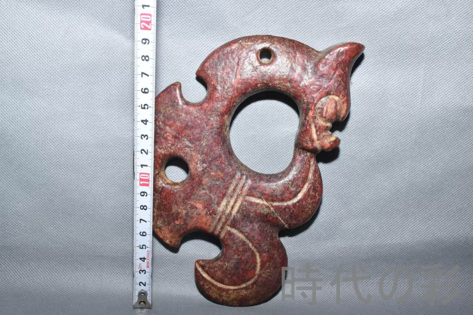 紅山文化 河磨玉 変形龍】重さ750g 玉質良好 古玉 中国古美術 新石器