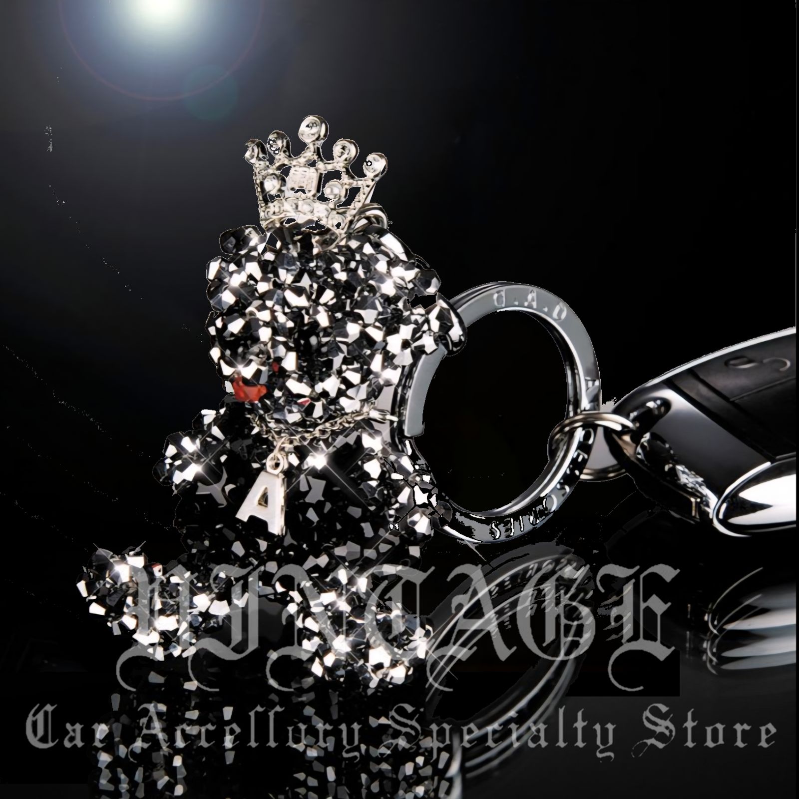 D.A.D イニシャルチャーム ネックレス for クリスタル ベア「J」「K