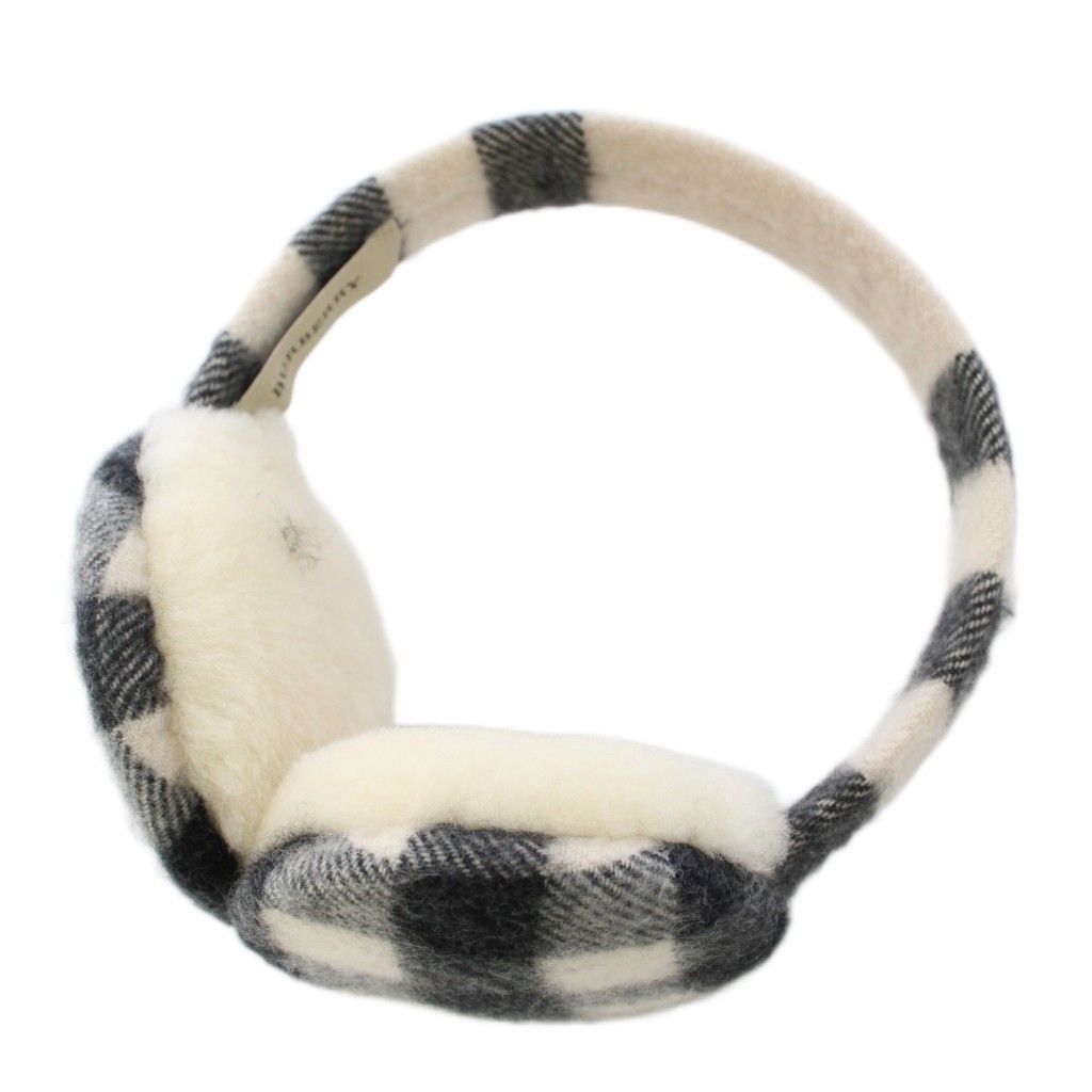 バーバリー BURBERRY イヤーマフ 耳当て チェック柄 アイボリー 黒