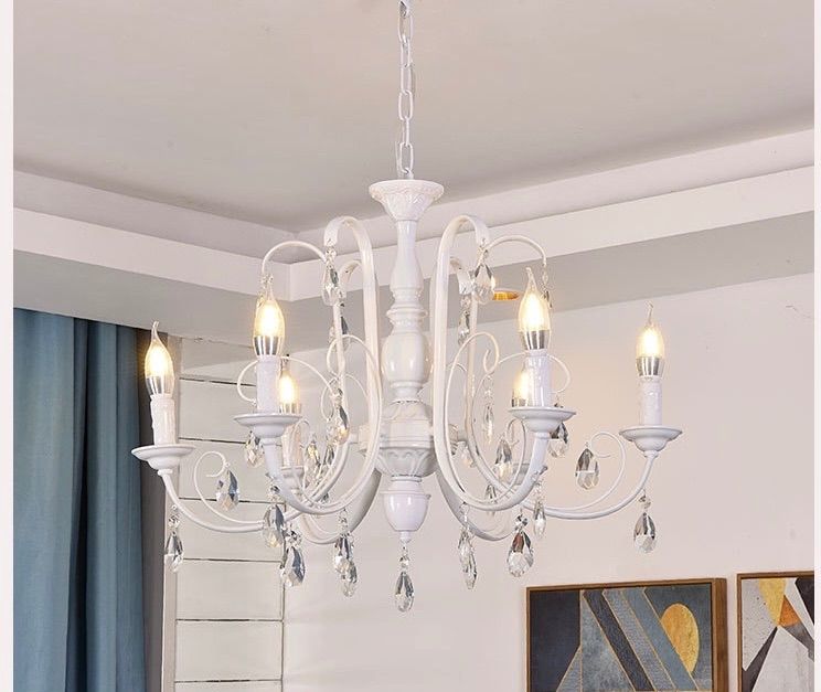 モダンシャンデリア 6灯 ホワイトガラス ホワイトシャンデリア 6灯 ガラス製