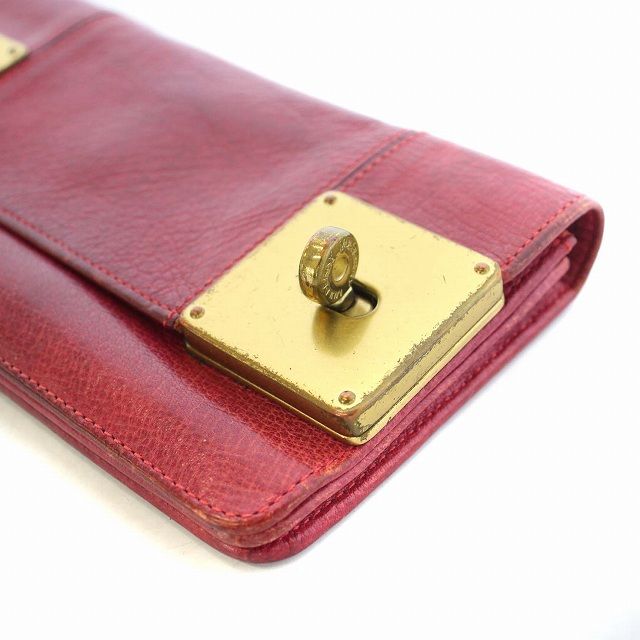 マルベリー Mulberry 長財布 二つ折り レザー ターンロック 赤 レッド