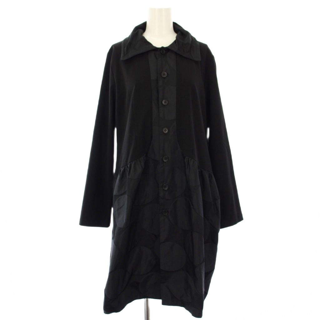 クレッシェント CRESCENT シャツワンピース 切替 ドット ひざ丈 長袖 M