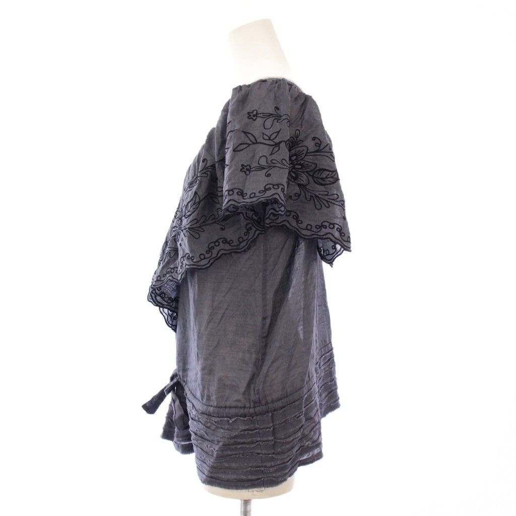 レキサミ REKISAMI シャツ ブラウス プルオーバー 半袖 Uネック 刺繍