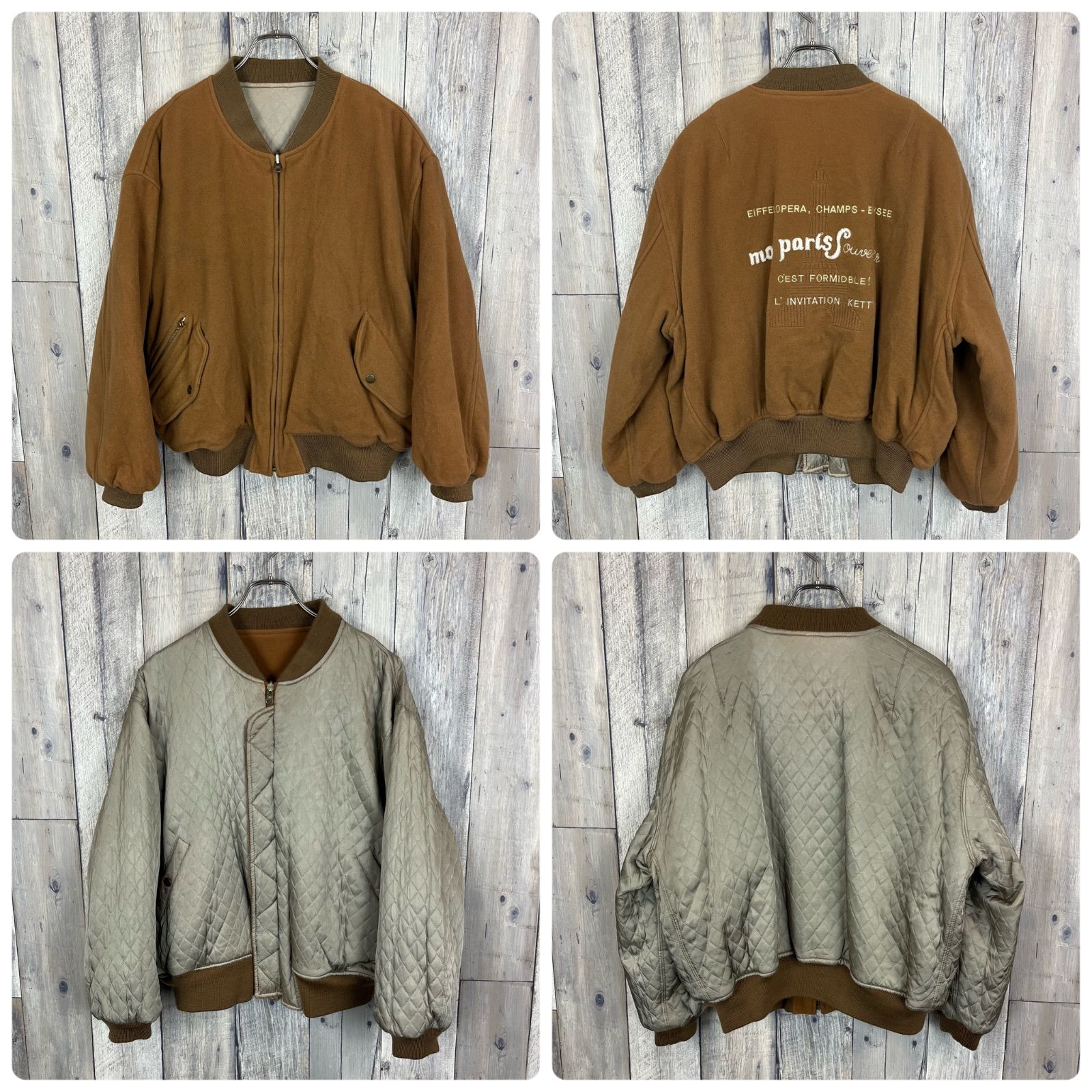 OLD KETTY 90s ケティ ブラウン リバーシブル ウール MA-1 ミリタリー 