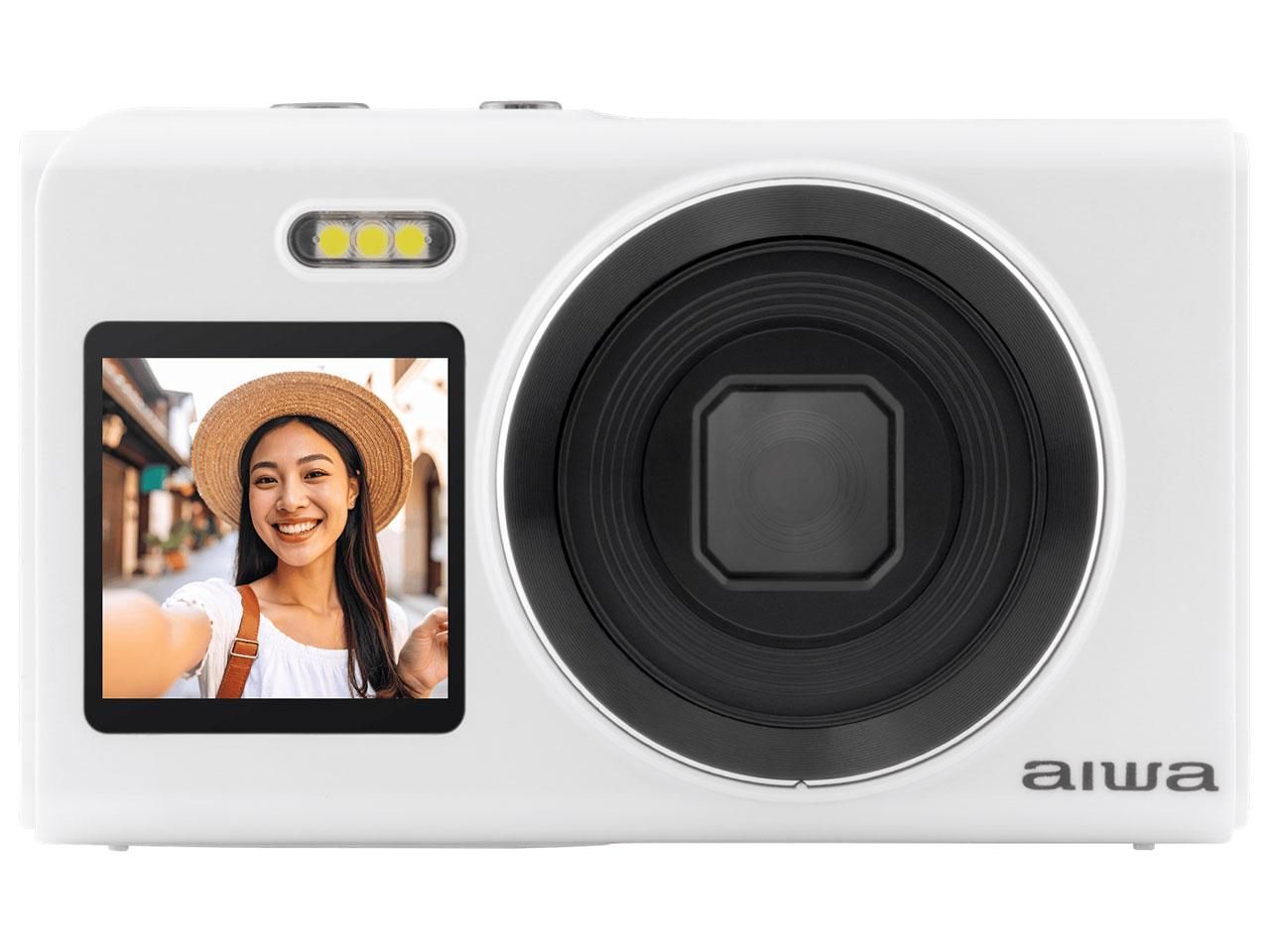 コンパクトデジタルカメラ aiwa cam DCB-2 ホワイト 1600万画素CMOSセンサー 電子手ブレ補正 AF 4倍デジ