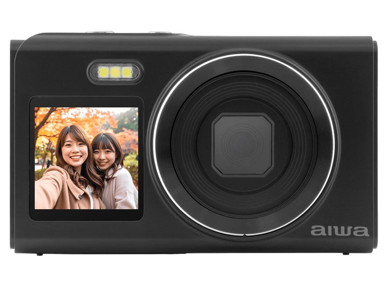 コンパクトデジタルカメラ aiwa cam DCB-2 ブラック 1600万画素CMOSセンサー 電子手ブレ補正 AF 4倍デジ