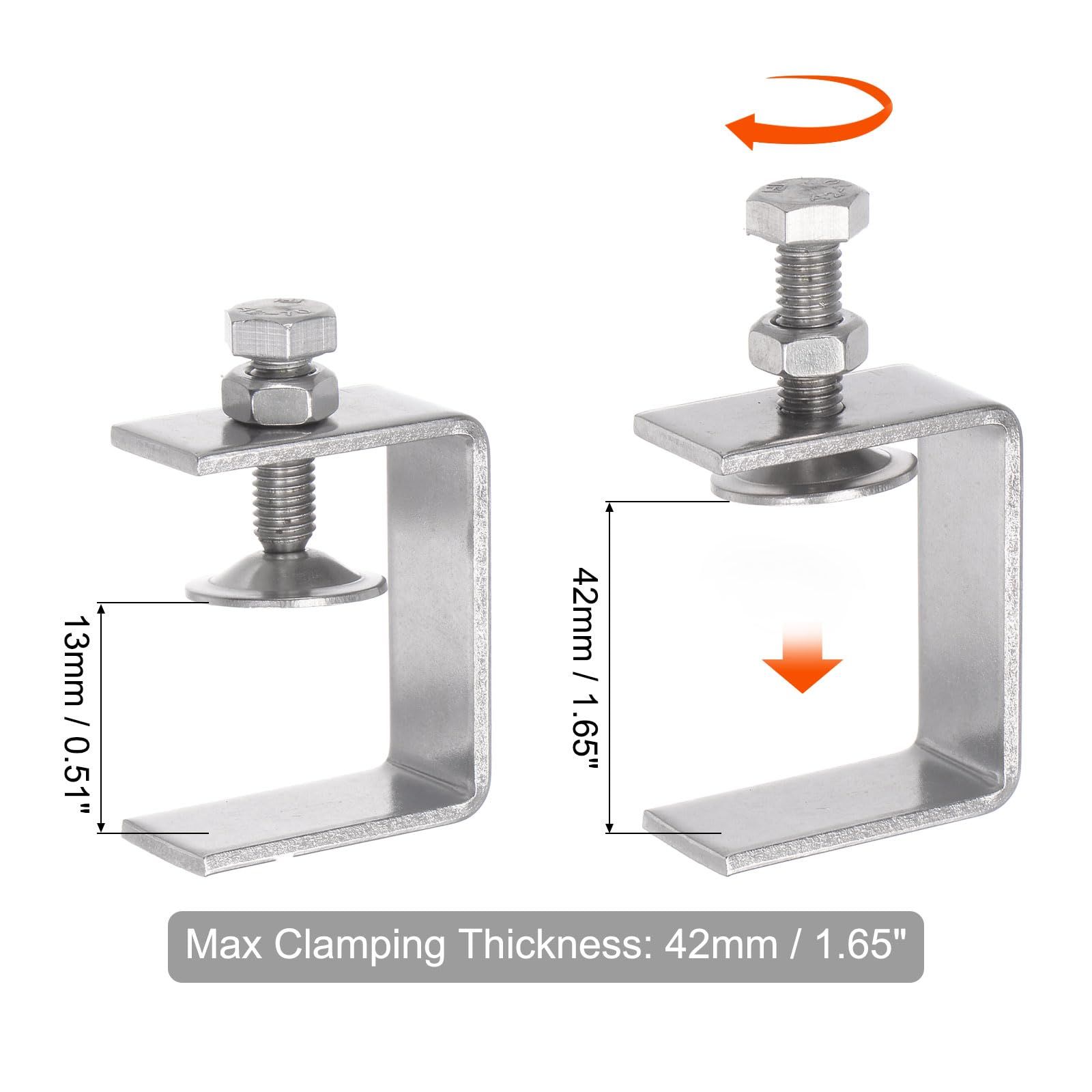  uxcell ステンレス製Cクランプ 1.65 | 46 mm 幅のジョー開口部 13-42 クランピング範囲 木工溶接建築家庭用マウント用ステンレス製Cクランプ 結束バンド 結束具 梱包 テープ