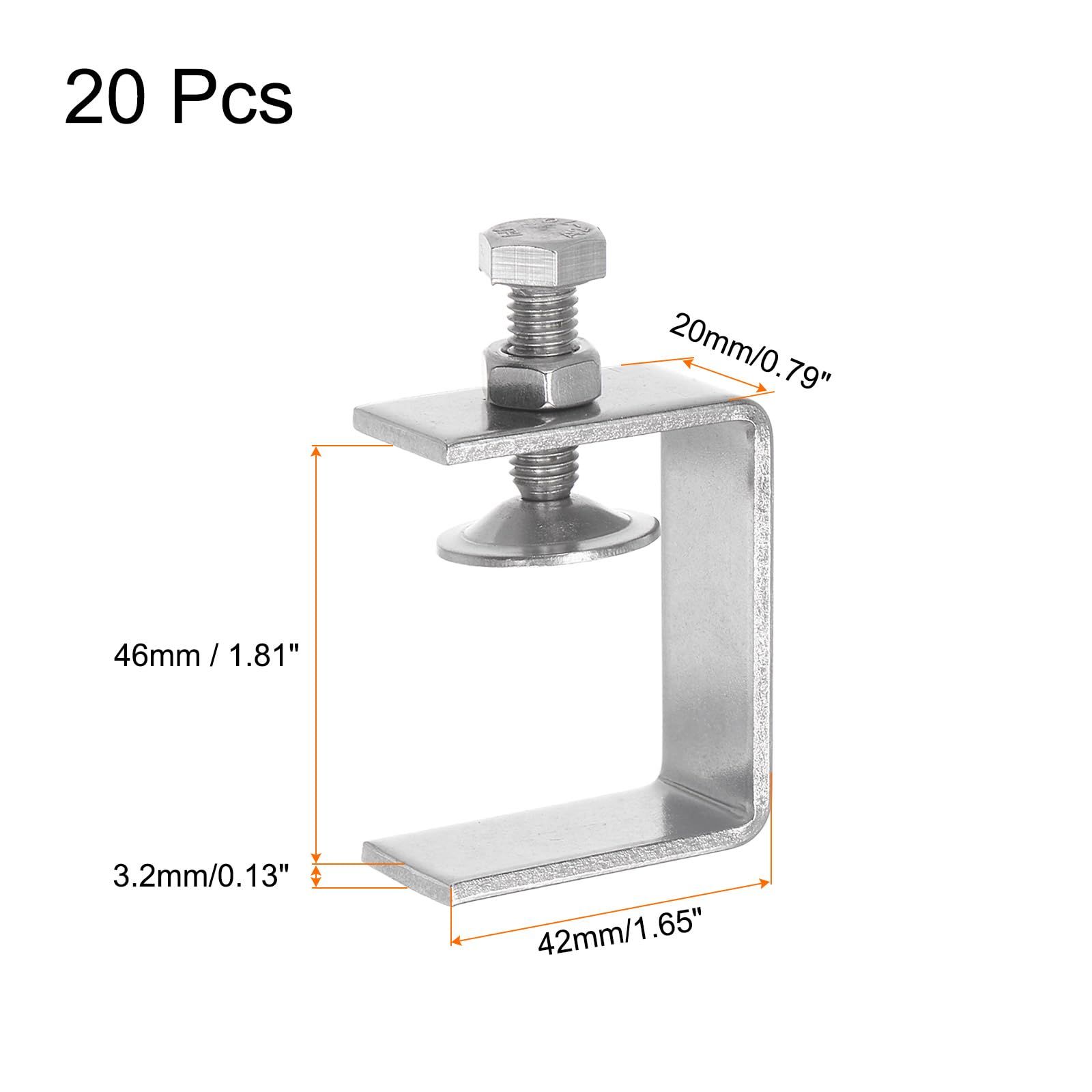 uxcell ステンレス製Cクランプ 1.65 | 46 mm 幅のジョー開口部 13-42 クランピング範囲 木工溶接建築家庭用マウント用ステンレス製Cクランプ