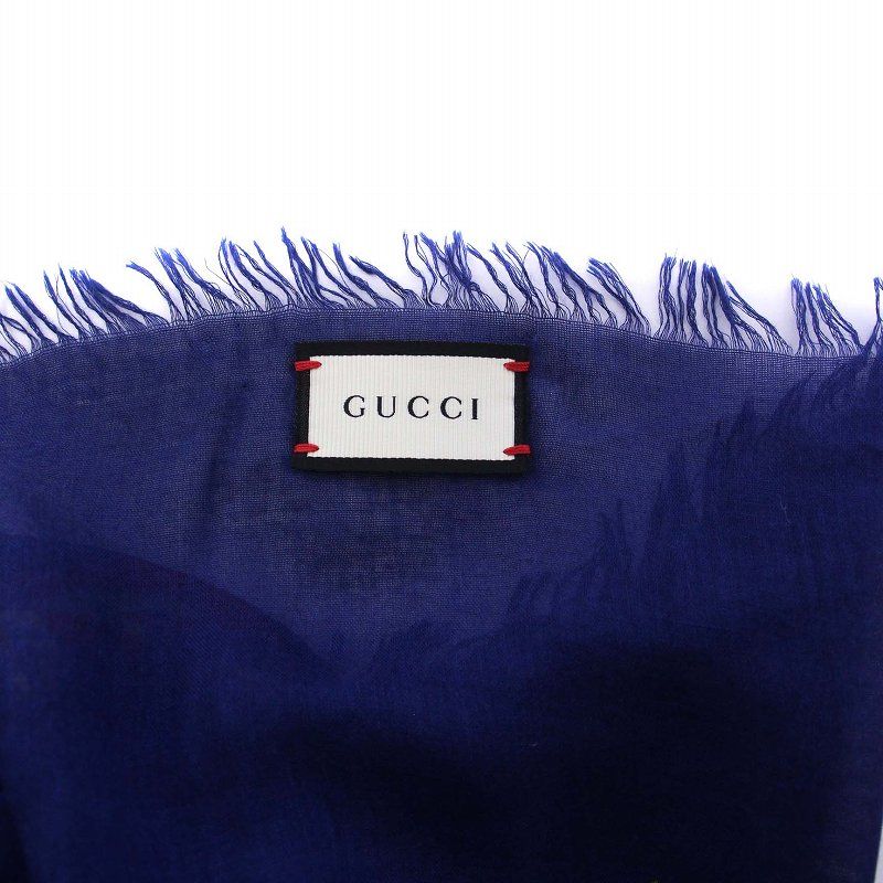 グッチ GUCCI ストール ショール 大判 Gキューブ Gロゴ 紺 ネイビー