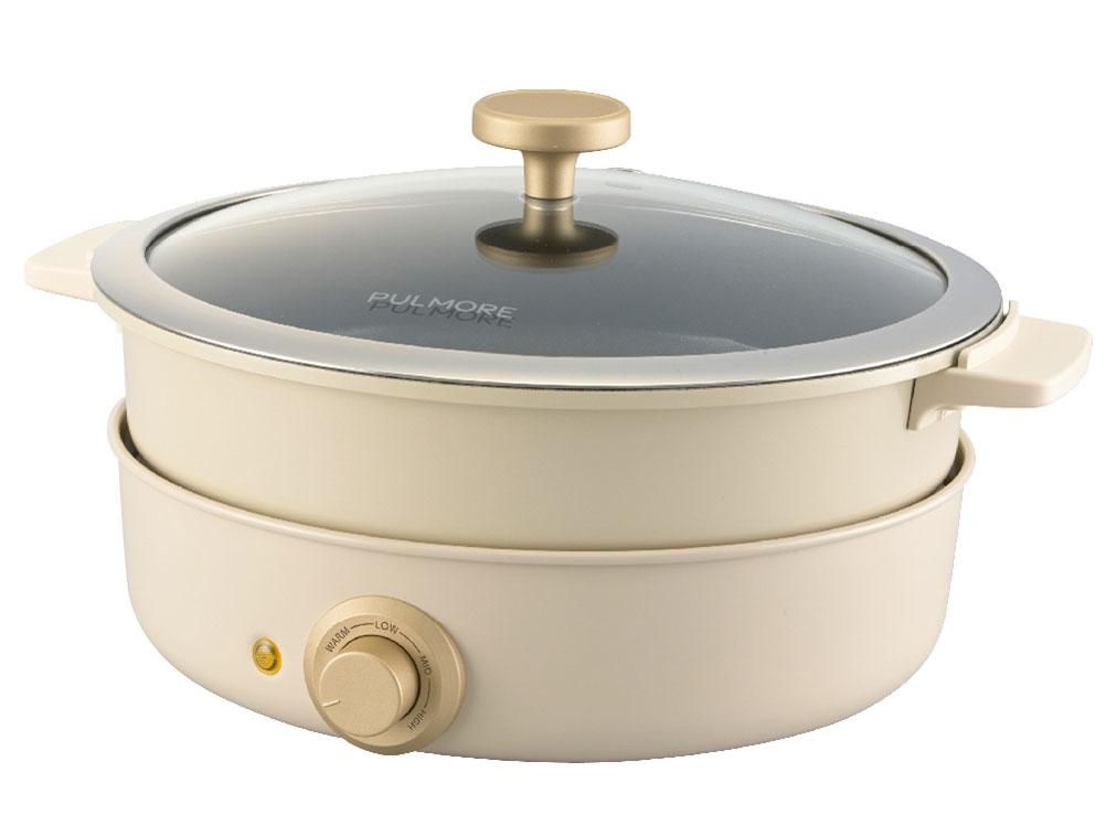 OHM オーム電機 電気グリル鍋 温度調節 なべと本体分離式 1200 W ホワイト COK-PYN 120 A-W