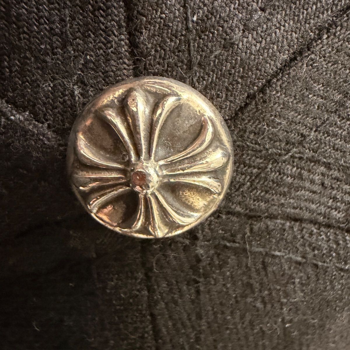 正規 美品】Chrome Hearts クロスボタン キャップ ブラック シルバー