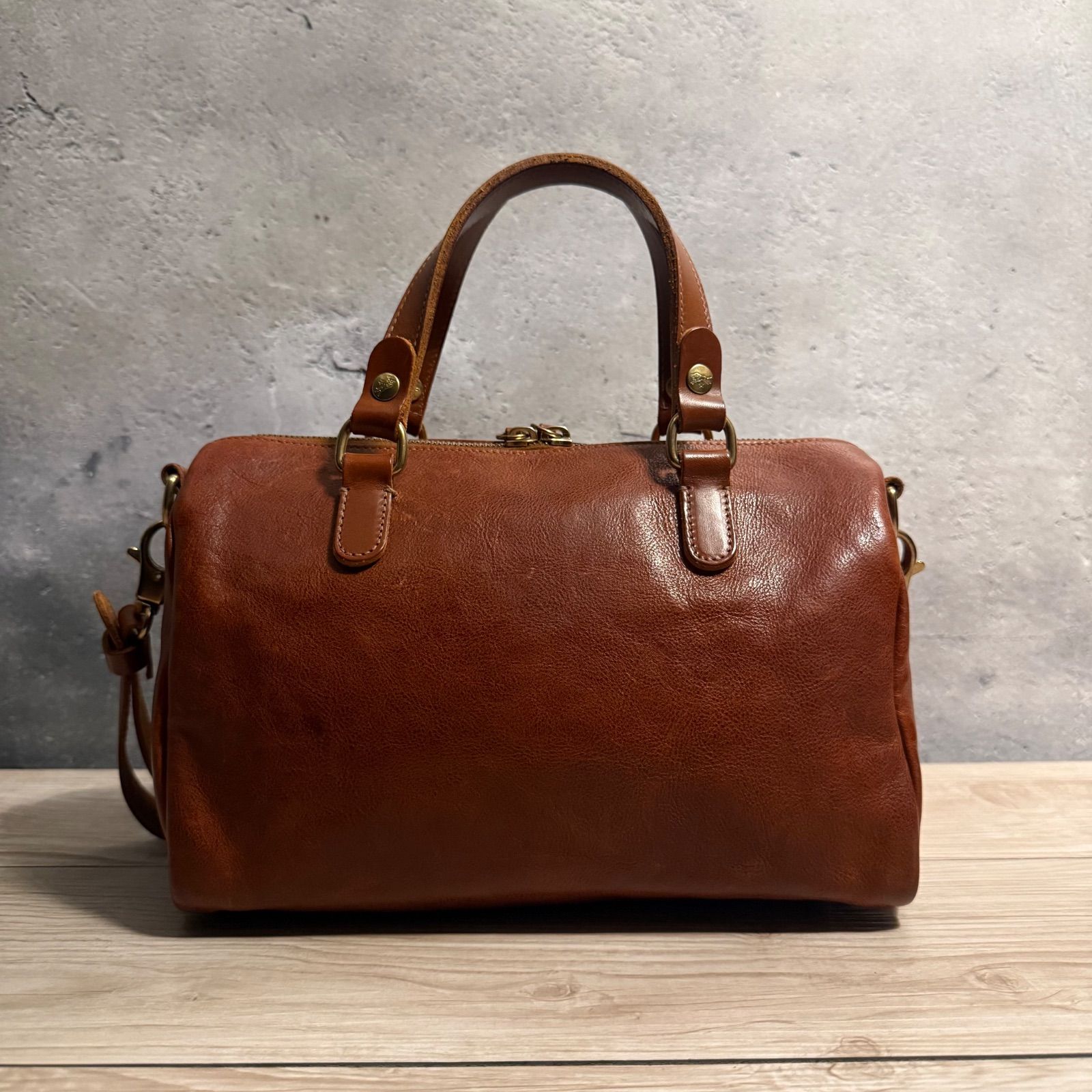 IL BISONTE イルビゾンテ ミニボストン 2WAY レザーショルダーバッグ