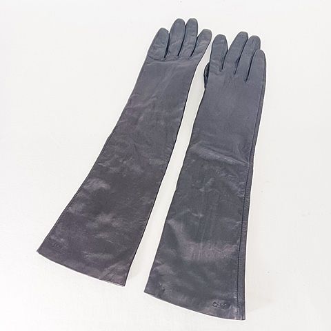 クロエ CHLOE 小物 手袋 グローブ ロング レザー ブラック 黒 18cm