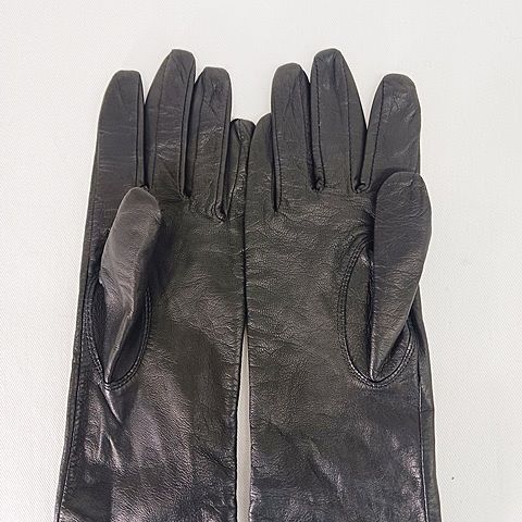 Chloé 黒レザー ロンググローブ クロエ CHLOE 小物 手袋 グローブ ロング レザー ブラック 黒 18cm