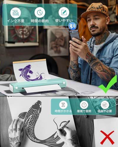  タトゥープリンター Phomemo M 08 F プリンター tattoo printer タトゥー転写紙付き 入り タトゥーマシン タトゥーコピー機 タトゥー転写 刺青転写機 A 4タトゥーペーパー対応 Bluetooth 接続 Wi 857 d 194 その他 キッチン 食器