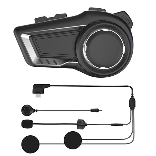 バイク用インカム グループ通話対応 10人同時接続 ヘルメット Bluetooth インターコム スピーカー ノイズキャンセリング 音楽共有 FMラジオ 日本語説明書付き ブラック 65 c 21601