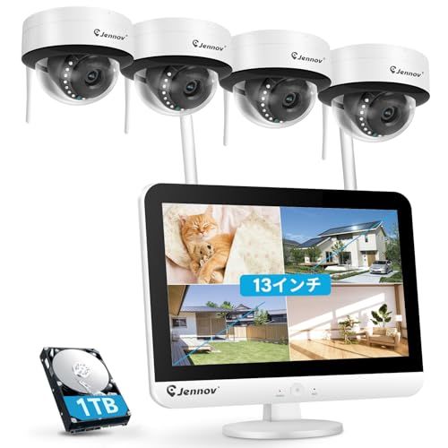 防犯カメラ 屋外 モニター付き AI人体検知機能 500万画素 室内 監視カメラ 4台セット ドーム型防犯カメラ wifi 録音機能 1 TBHDD内蔵 24時間録画機能付き IP 67防水 10 chまで追加 スマホ連動 遠隔監 456783 d 3