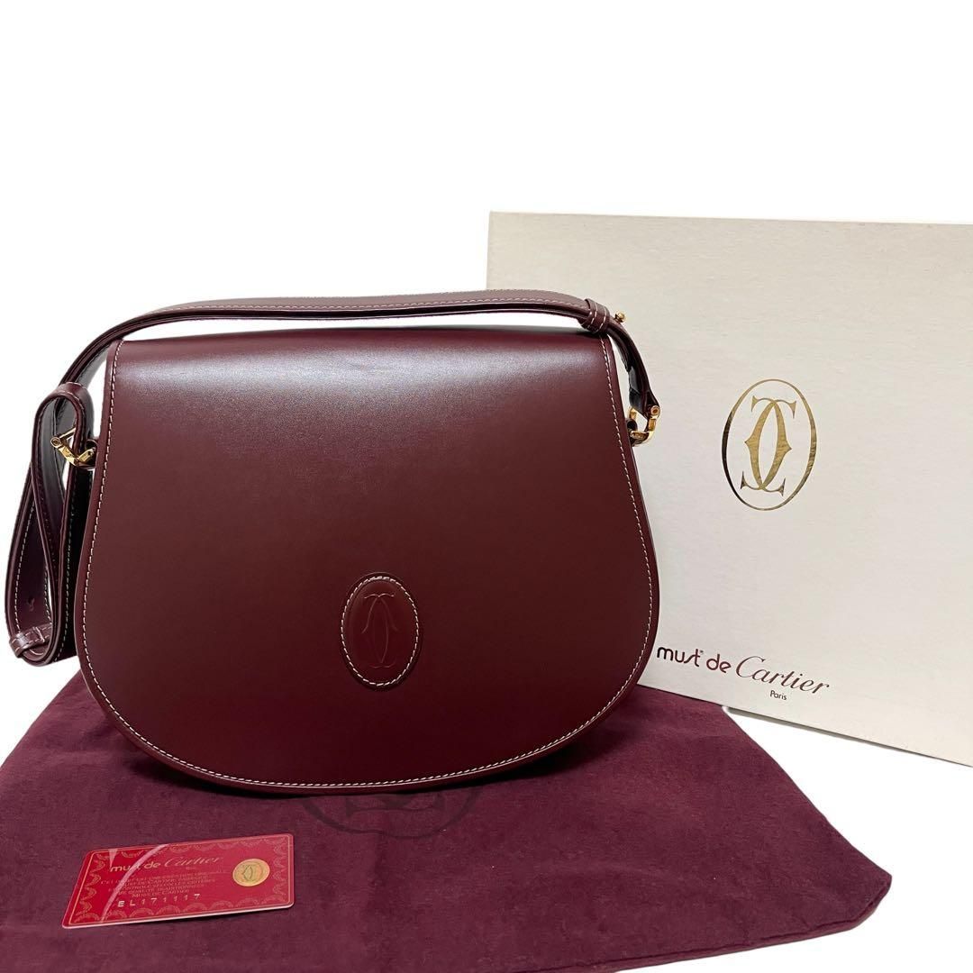 Cartier カルティエ ショルダーバッグ マストライン レザー ボルドー