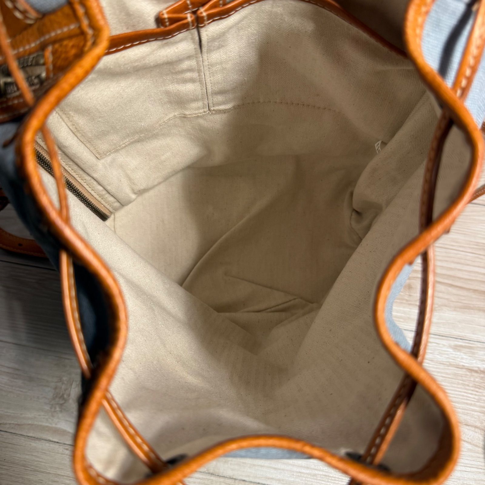 genten ゲンテン レザー×麻帆布 リュックサック ナチュラル バック 