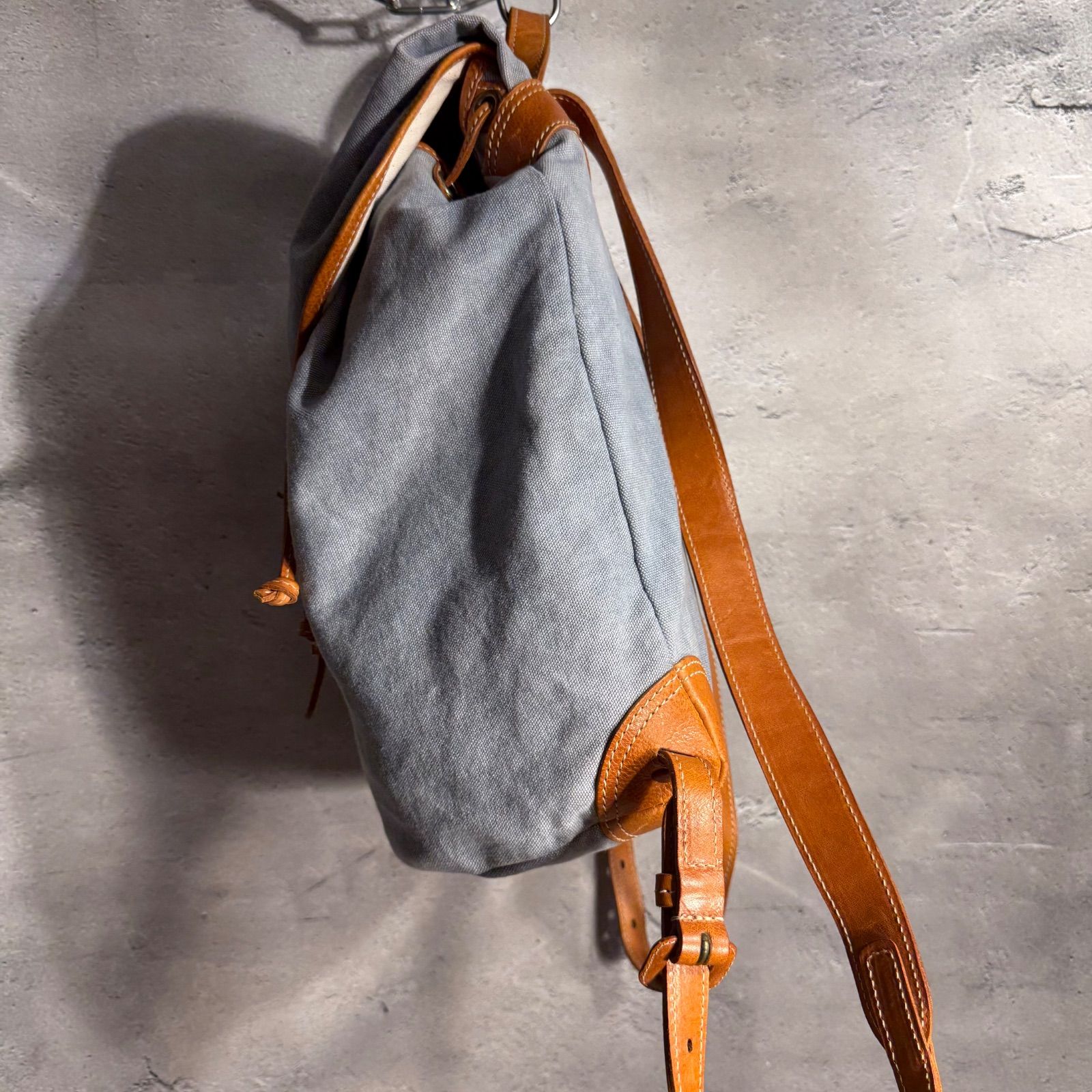 genten ゲンテン レザー×麻帆布 リュックサック ナチュラル バック