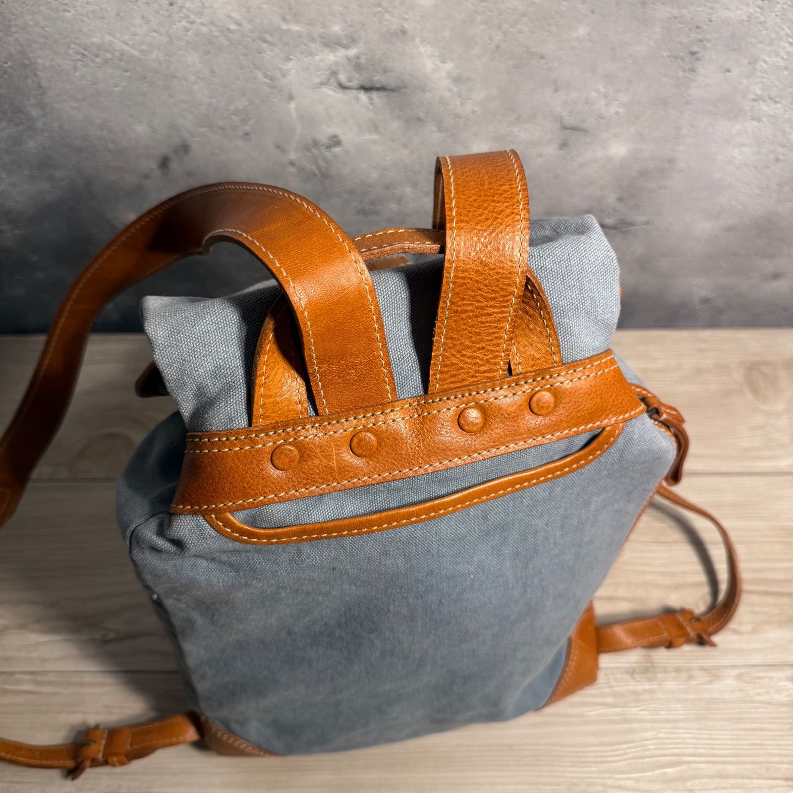 genten ゲンテン レザー×麻帆布 リュックサック ナチュラル バック