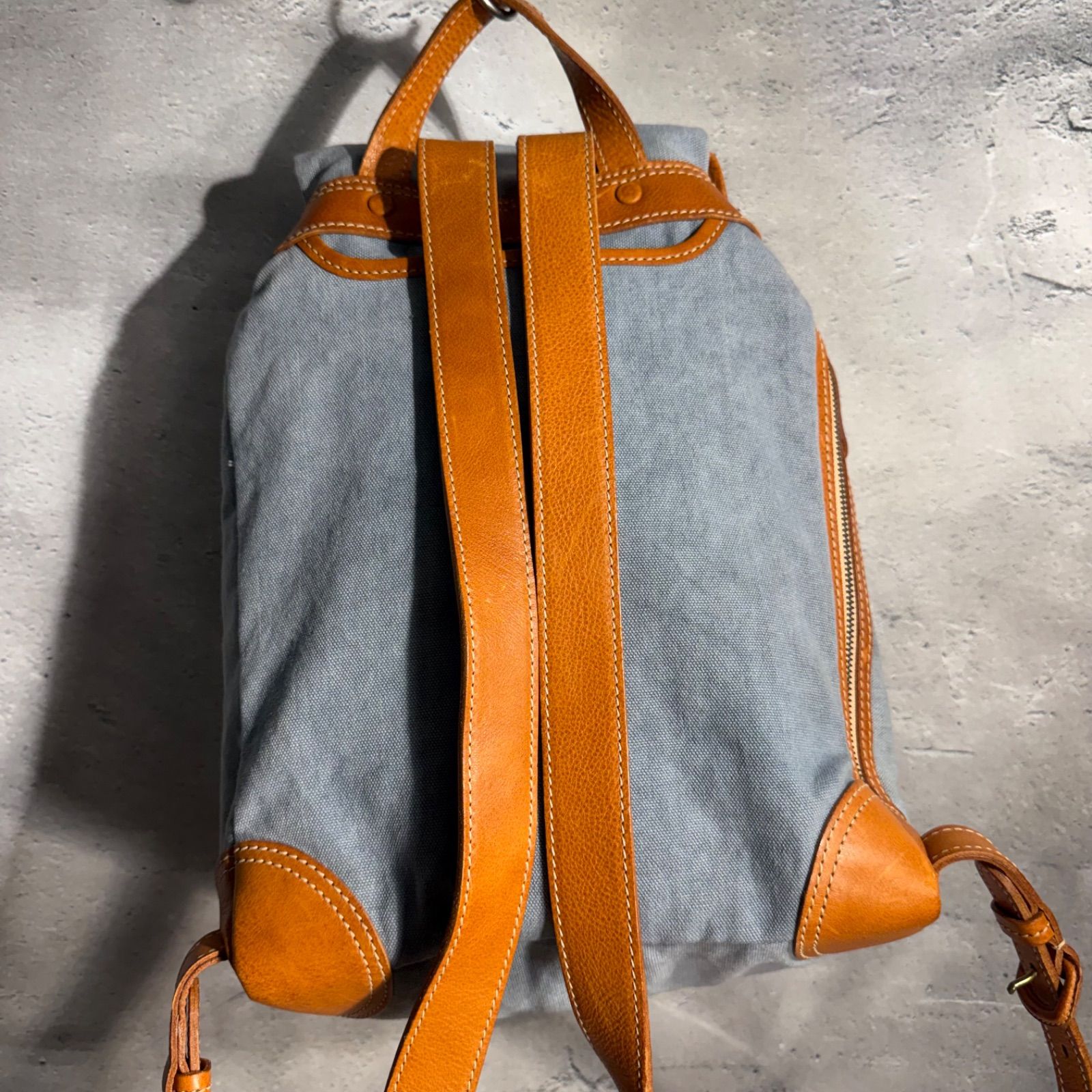 genten ゲンテン レザー×麻帆布 リュックサック ナチュラル バック