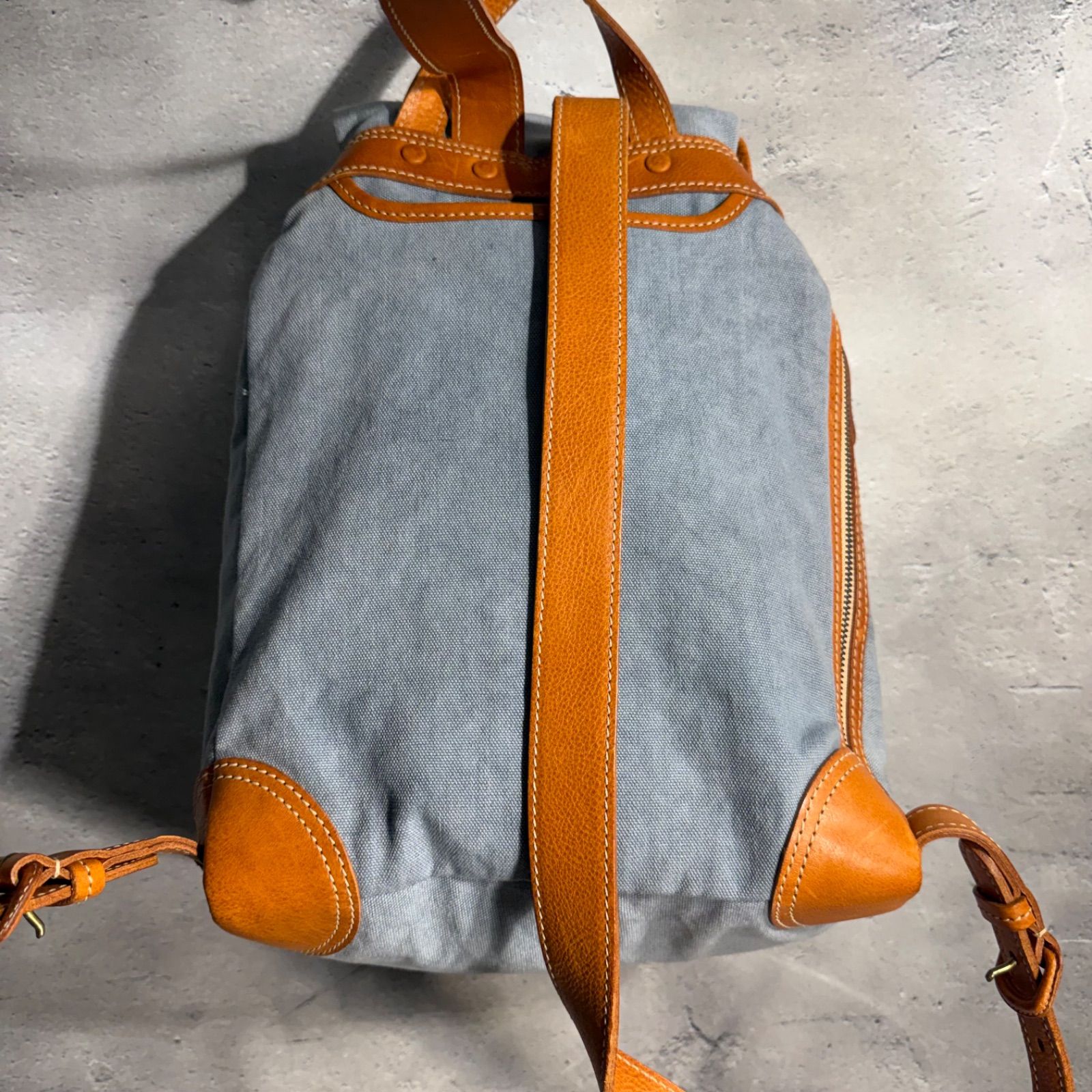 genten ゲンテン レザー×麻帆布 リュックサック ナチュラル バック 