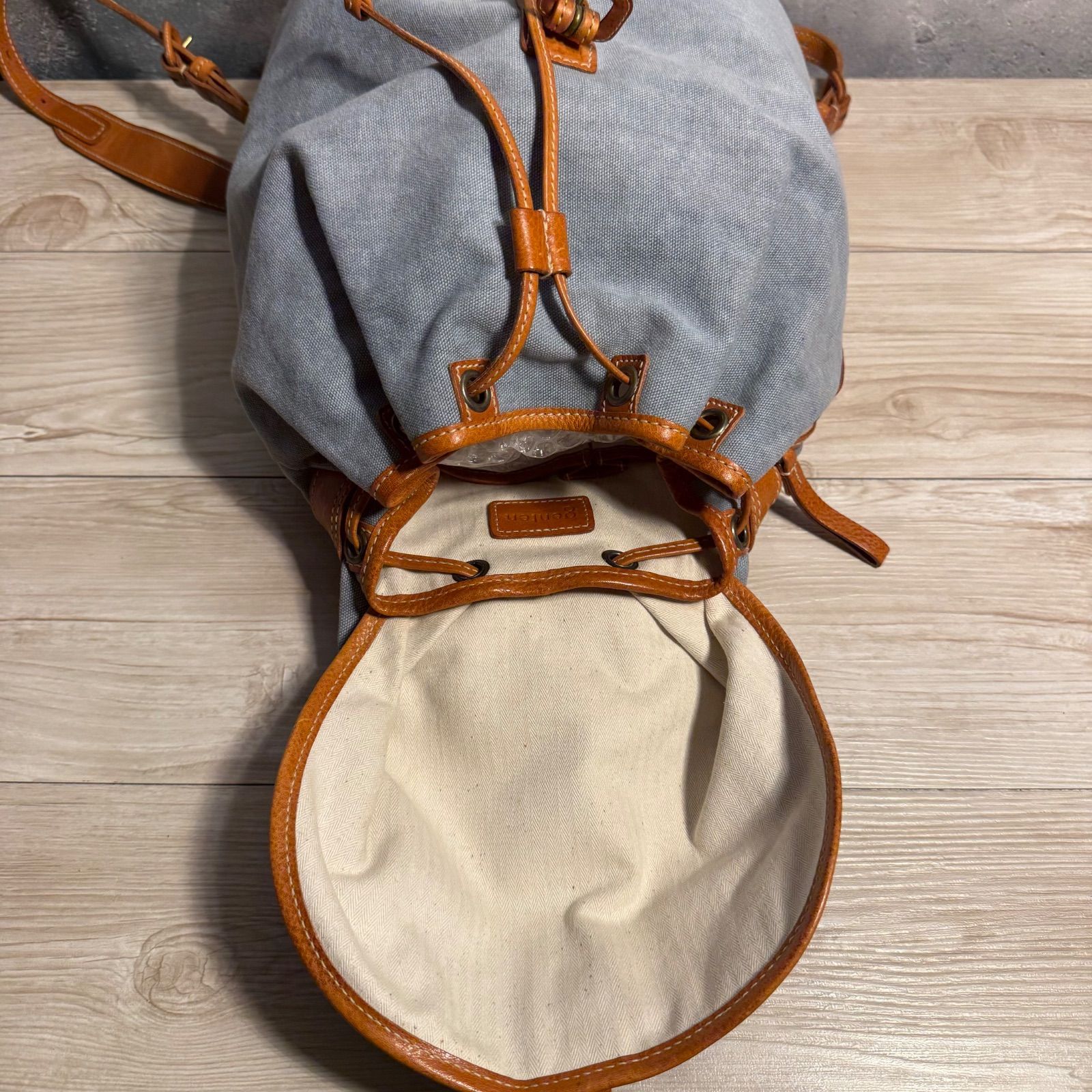 genten ゲンテン レザー×麻帆布 リュックサック ナチュラル バック 