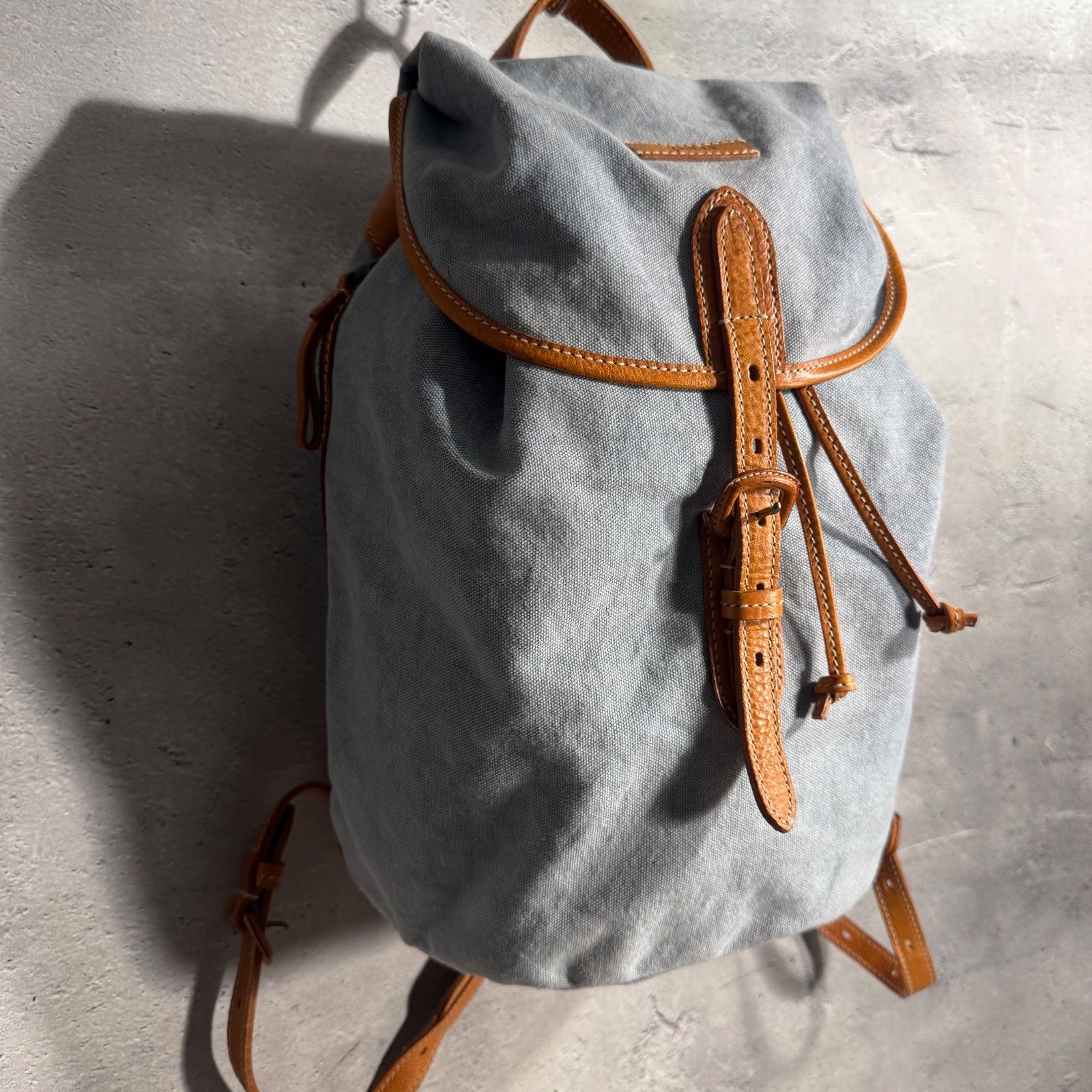 genten ゲンテン レザー×麻帆布 リュックサック ナチュラル バック 