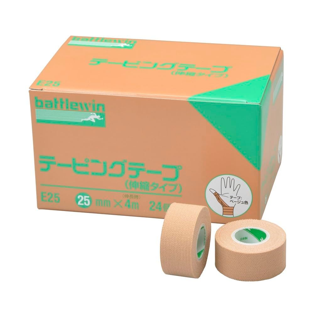ニチバン バトルウィン テーピングテープ(伸縮) 24巻入り 25mm×4m(伸長時) E25 [大容量タイプ] [25mm幅]