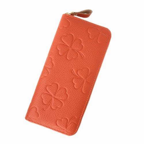 Doodeka ドーデカ 長財布 レディース 本革 スキミング防止 財布 ラウンドファスナー 花柄 四つ葉 グリーン 83 ac 35 e 5