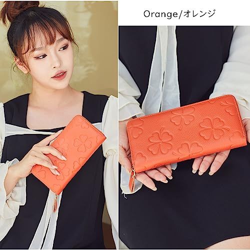 Doodeka ドーデカ 長財布 レディース 本革 スキミング防止 財布 ラウンドファスナー 花柄 四つ葉 グリーン 83 ac 35 e 5