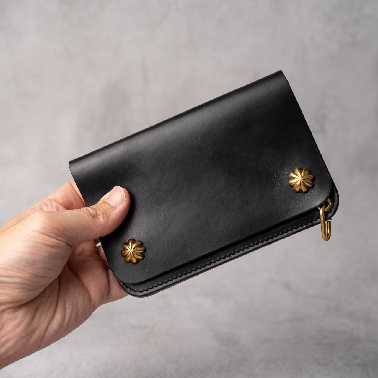 クロムエクセル　トラッカーウォレット　ミドル　黒　茶心 3層　HORWEEN ミドルトラッカーウォレット『Type03』クロムエクセル/ブラック